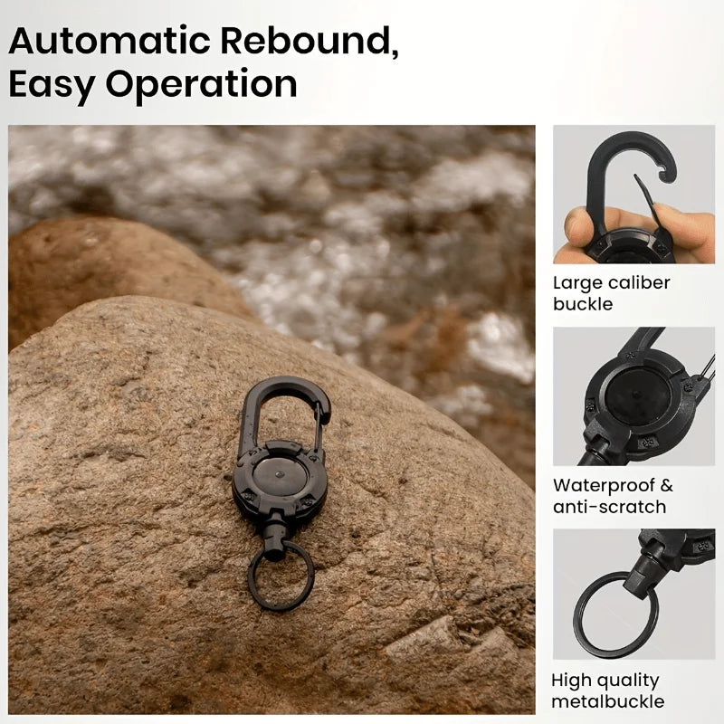 Outdoor Retractable Key Chain Mountaineering Buckle Key Chain Anti-loss Anti-theft High Rebound Easy To Pull