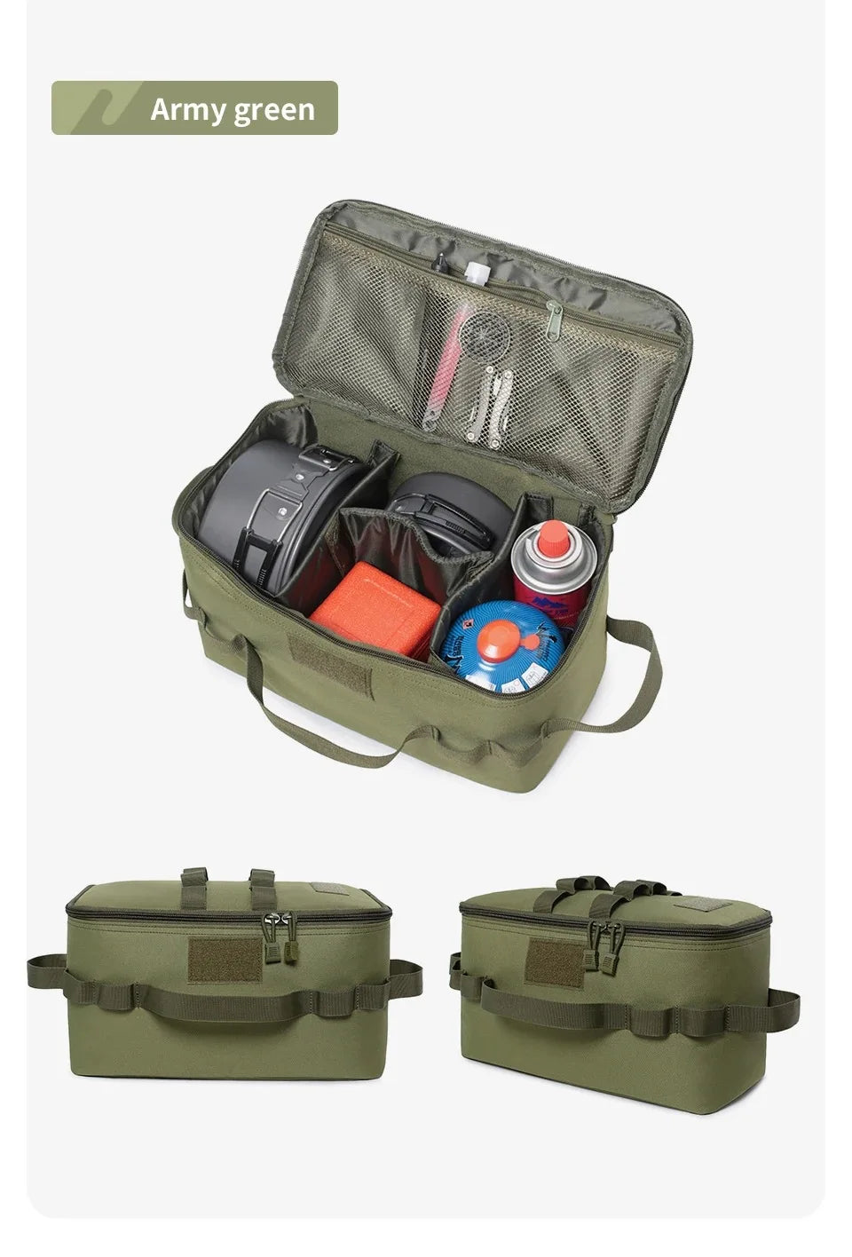 Large Capacity Outdoor Camping Gas Tank Storage Bag with Ground Nail Feature Tool Bag for Gas Canister Picnic Cookware Utensils