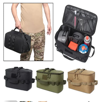 Large Capacity Outdoor Camping Gas Tank Storage Bag with Ground Nail Feature Tool Bag for Gas Canister Picnic Cookware Utensils
