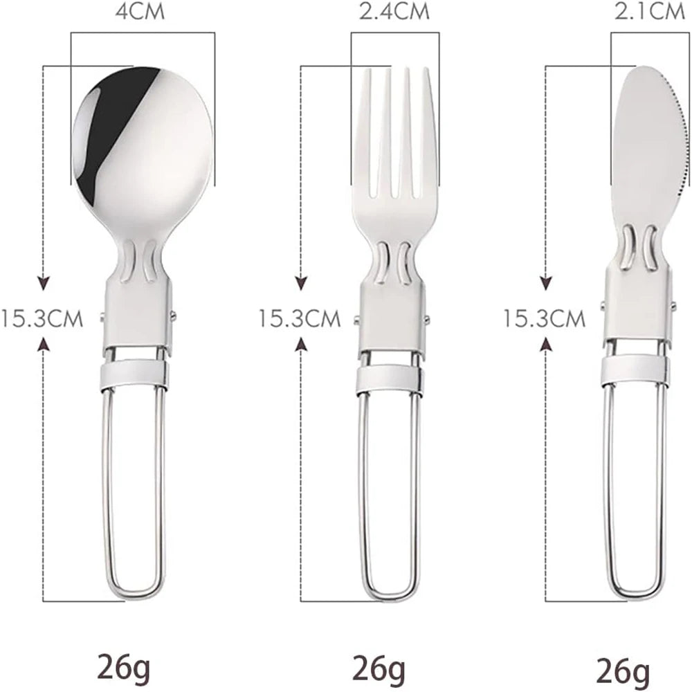 Camping Flatware Sets Stainless Steel Kitchen Accessory Spoon Fork Knife With Nylon Bag Foldable Tableware Dinnerware Set